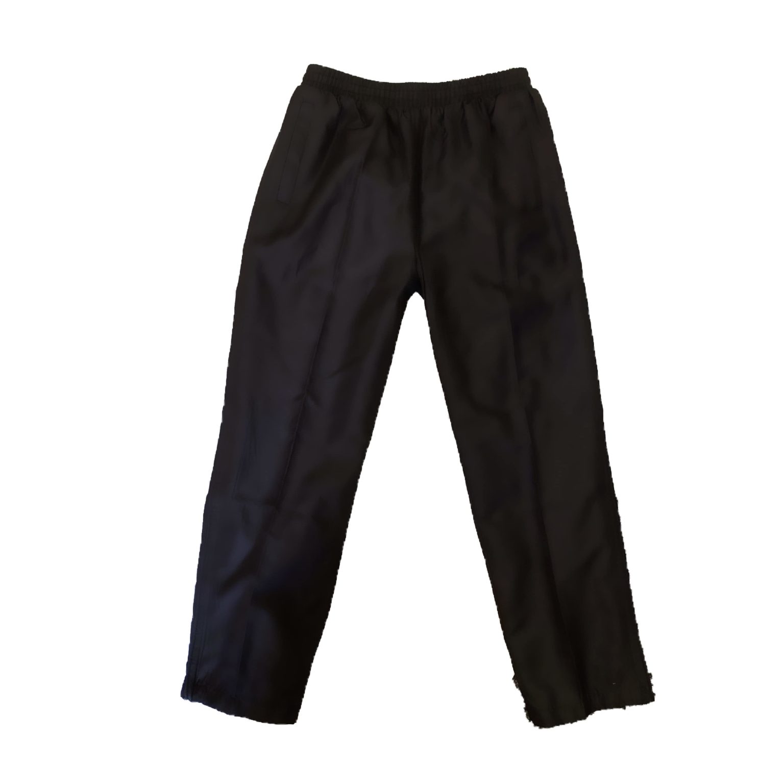 black microfibre track pants