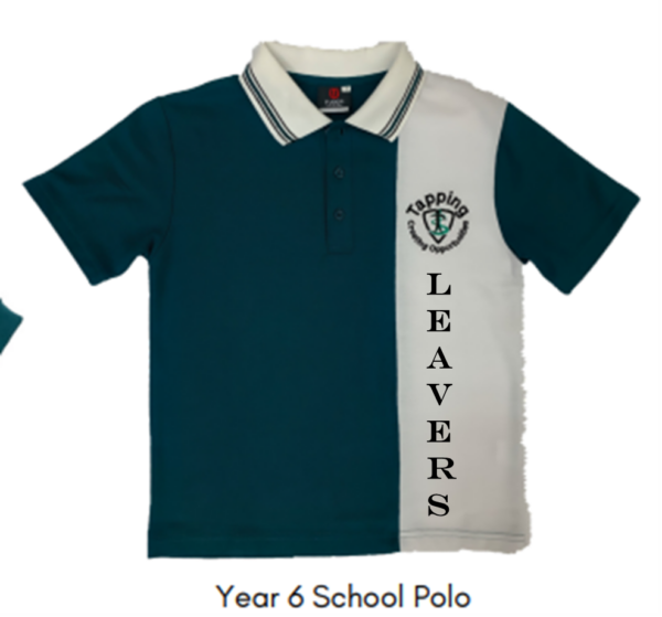 Year 6 LEAVERS Polo - 'Leavers' Print on white panel